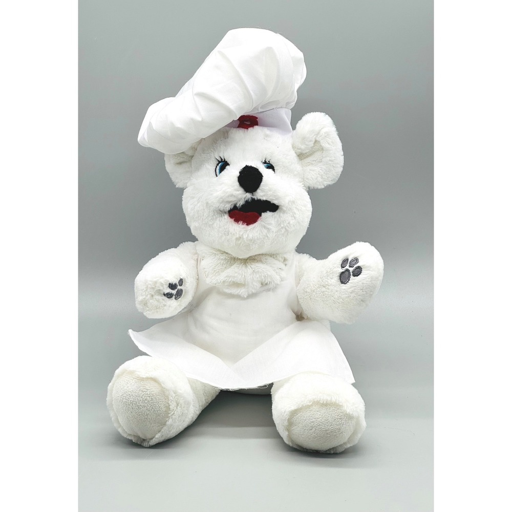 Bimbo Bear Plush White Chef Baker Advertising Mascot Hand Puppet